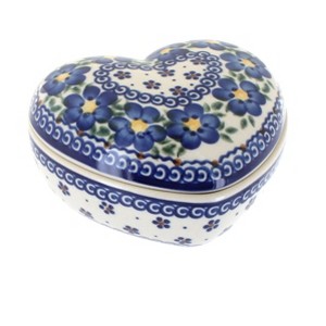 Blue Rose Polish Pottery 124 Vena Large Heart Box - 1 of 1