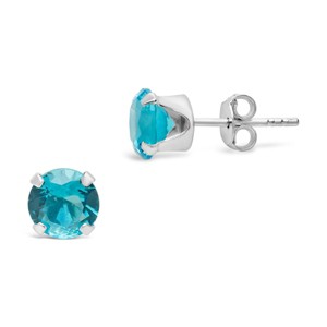 SHINE by Sterling Forever Sterling Silver 7mm Rainbow CZ Studs - 1 of 3