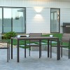Emma and Oliver 55" x 31" Outdoor Dining Table with Faux Teak Poly Slat Top and Metal Frame - 2 of 4