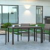 Emma and Oliver 55" x 31" Outdoor Dining Table with Faux Teak Poly Slat Top and Metal Frame - image 2 of 4