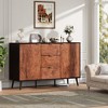 51.2" Sideboard Buffet Cabinet with 3 Drawers, Farmhouse Kitchen Wooden Cabinet with Storage, Gorgeous Burl Texture, Coffee Bar for Dining Room - 2 of 4