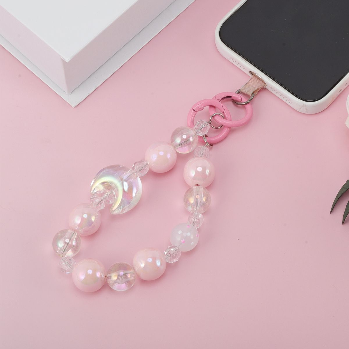 Unique Bargains Moon Phone Charm Light Pink Clear 1 Pc - thumbnail 2