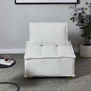 31.5" Ottoman Chair Armless Chairs For Small Spaces,Upholstered Deep Seat Armless Accent Single Lazy Sofa Lounge Armless Chair-Maison Boucle - 1 of 4