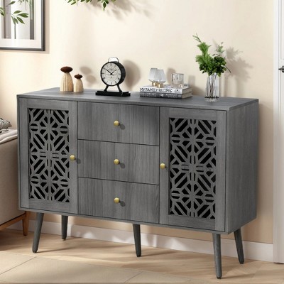 Syemin Storage Cabinet with 3 Drawers and 2 Doors with Adjustable Shelves for Entryway, Living Room, Office, Dining Room,