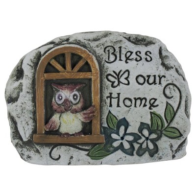 Darice 4.5" Brown Owl "Bless Our Home" Cement Garden Outdoor Stone