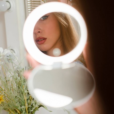 White 5-Inch LED Compact Mirror with 1x and 10x Magnification