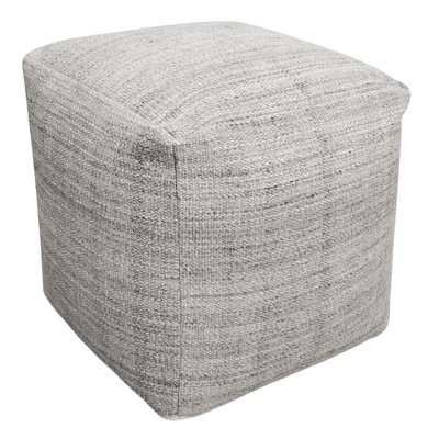 Moti Remi Pouf in Handwoven Contemporary Salt and Pepper Gray Wool
