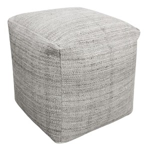 Moti Remi Pouf in Handwoven Contemporary Salt and Pepper Gray Wool - 1 of 4