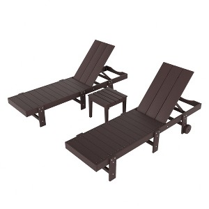 WestinTrends Ashore 2pcs Modern Poly Reclining Chaise Lounge With Wheels plus 1pc side table - 1 of 4