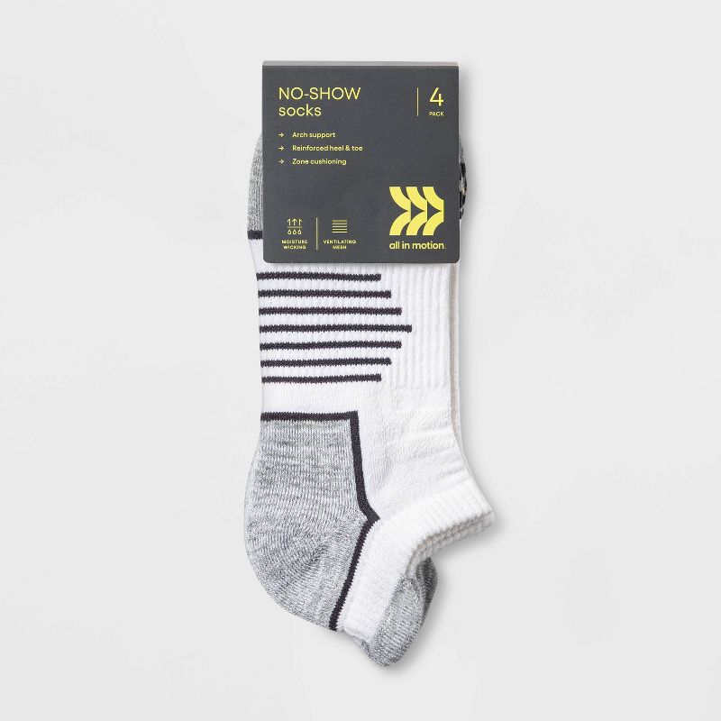 Women's Active Accents Cushioned 4pk No Show Tab Athletic Socks - All In Motion™ 4-10, 2 of 6