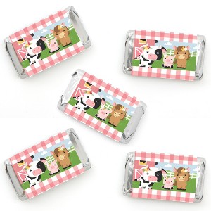 Big Dot of Happiness Girl Farm Animals - Mini Candy Bar Wrapper Stickers - Pink Barnyard Baby Shower or Birthday Party Small Favors - 40 Count - 1 of 4