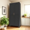 Chic Crate 71'' 2 Shapely-Door Metal Cabinet – Adjustable Shelves for Bedroom/Living/Kitchen (Black) - 3 of 4
