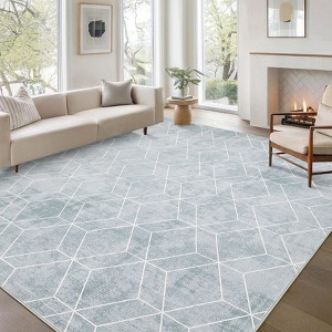 Washable Rugs for Living Room Modern Checkered Floor Mats with Non Slip Backing Non Shedding Soft Bedroom Rug Foldable Indoor Carpet for Office Dorm - 1 of 4