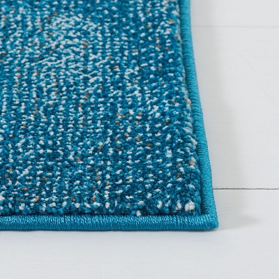 Blue and Gold Abstract Square Synthetic Area Rug