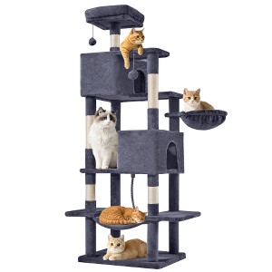Lyngins 66" Large Cat Tree Tower, Multi-Level Cat Tower with 2 Cat Houses & Hammock, Cat Toys for Indoor Cats, Durable Cat Activity Center - 1 of 4