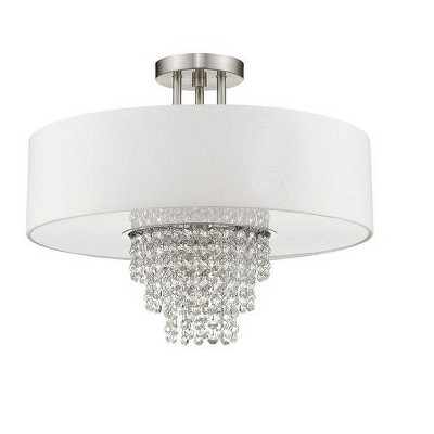 Elegant Brushed Nickel 4-Light Semi-Flush Mount with Crystal Accents