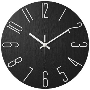 REGALWOVEN Plastic Classic Battery Powered Silent Non-Ticking Wall Clock 12 x 12 Inches - 1 of 4
