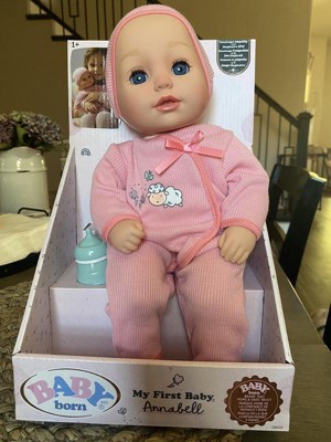 Baby Born My Real Baby Doll Annabell, Blue Eyes: Realistic Soft-Bodied Baby  Doll, Kids Ages 3+, Sound Effects, Drinks & Wets, Mouth Movements, Cries  Tears, Eyes Open & Close 