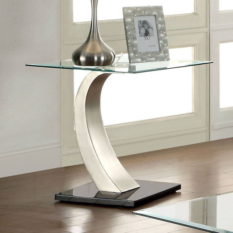 Sylvie Glass Top End Table Satin Plated/Black - HOMES: Inside + Out, 3 of 6