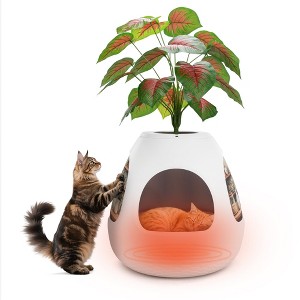 Sandinrayli  4-in-1 Kitty Cat Bed Heated House Condo with Replaceable Scratching Board, Heating Pad and Air Purifier for Indoor Cats - 1 of 4