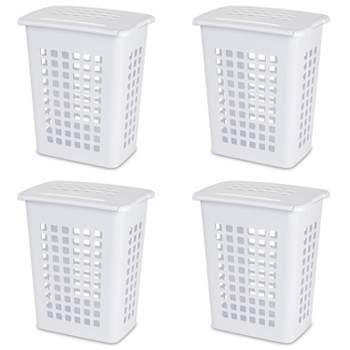 Sterilite Rectangular LiftTop Plastic Dirty Clothes Laundry Hamper Bin with Lid
