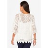 Roaman's Women's Plus Size Scallop Trim Crochet Cardigan - 3 of 4