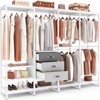 Aheaplus 74'' Closet Organizer with Wood Drawers, Garment Rack with Wood Shelves and Hanging Rods - 2 of 4