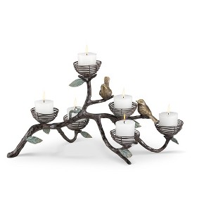SPI Home Birds and Nests Candelabra – Sculpted Cast Aluminum Candleholder, 23" Wide Nature Accent - 1 of 3