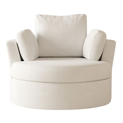SEVOBAL Oversized Round Chair Lounge Chaise Indoor Sleeper Sofa Couch Bed Fluffy Boneless for Reading Living Room No Assembe, White, 42.1"*42.1"*34.2"