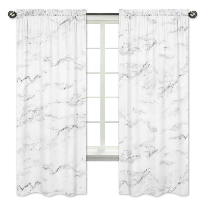 Black &#38; White Marble Kids&#39; Curtain Panels - Sweet Jojo Designs, 1 of 7