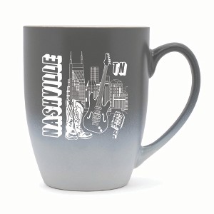 Elanze Designs Nashville TN Two Toned Ombre Matte 10 ounce New Bone China Coffee Tea Cup Mug, Gray and White - 1 of 4