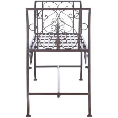 Victorian Elegance Rustic Brown Wrought Iron Outdoor Garden Bench
