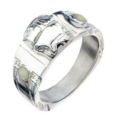 Men's Marvel Iron Man Face Glow Eyes Stainless Steel 3D Ring - (11)