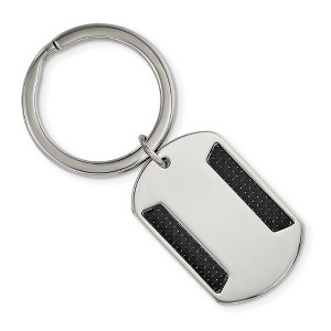Black Bow Jewelry Stainless Steel & Black Carbon Fiber Dog Tag Key Chain - 1 of 3