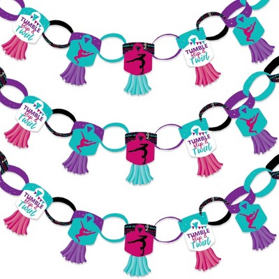 Big Dot of Happiness Tumble, Flip and Twirl - Gymnastics - 90 Chain Links & 30 Paper Tassels Decor Kit - Birthday Party Paper Chains Garland - 21 feet