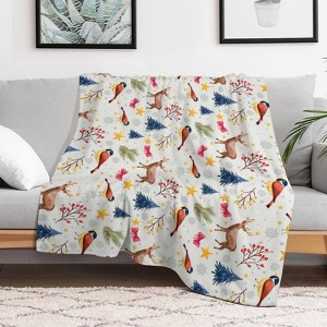 Christmas Deer Birds Christmas Throw Blanket Soft Fleece Christmas Blanket Cozy Flannel Throw for Couch Bed 30x40 inches - 1 of 1