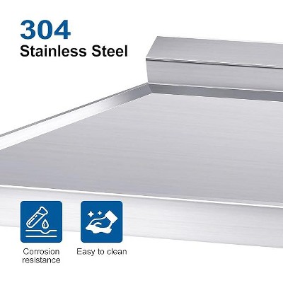 39" * 19.7" * 37" Freestanding Stainless Steel Single-Bowl Sink – With Drawer Storage & Hot/Cold Water Pipes