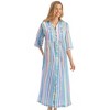 Collections Etc Pastel Striped Lounger with  Zip Front and 3/4" Long Sleeves - 2 of 4