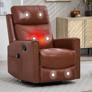 FONTOI Accent Chair, Classic Recliner Chair with Rocker and Swivel, Lazy Chair with Comfortable Arms and Back, Red, 37.5"*41.6"*30.6" - 1 of 4
