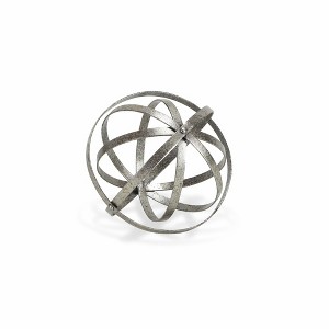 HomeRoots 8" Speckled Gray Metal Orb Decorative Tabletop Sculpture - 1 of 3
