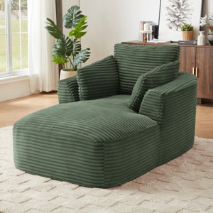 Oversized Corduroy Upholstered Chaise Lounge Sofa Chair, Comfy Sleeper Recliner with Thick Cushion for Living Room or Bedroom-The Pop Home - 1 of 4