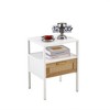 Sapphtopaz Rattan Nightstand with Drawer and Open Shelf, Modern Side Table with Metal Legs and Handle, Entryway Table for Bedroom - 3 of 4