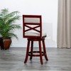 XIYUYEU 24" Counter Height X-Back Swivel Stool, Leather Bar Stool with Solid Wood Legs, Cherry Finish - 4 of 4