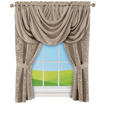 Collections Etc Draped Elegant Scrolling Fabric Window Curtain Set 54   GUEST 8e52c7ad 4354 4f59 82ea 8693dd1de655