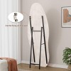 SEVOBAL Full Length Mirror 63" x 24" Flannel Wrapped Wooden Frame Irregular Wavy Design for Bedroom Living Room, White, 63"*24"*3.34" - 2 of 4