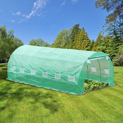 Aoodor Greenhouse Replacement Cover, Large Walk in Tunnel Outdoor Plant Gardening Greenhouse Spare Parts Cover (Frame NOT Included)