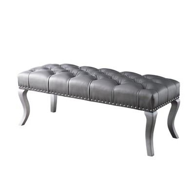NicBex Modern 48" Bedroom Bench Upholstered Accent Stools with Button Tufted and Nailhead Trim for Bedroom and Entryway