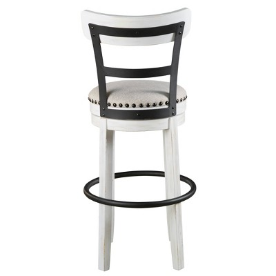 Industrial Cream White Swivel Barstool with Metal & Wood Accents