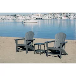 Hampton 3pc Outdoor Adirondack Chair & Table - Gray - LuXeo