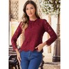 Allegra K Women's Lace Long Sleeve Keyhole Back Ruffle Neck Floral Blouse - 2 of 4